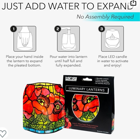 MODGY LUMINARY LANTERNS - TIFFANY POPPY SHADE DESIGN - PACK OF FOUR - Picture 2 of 5